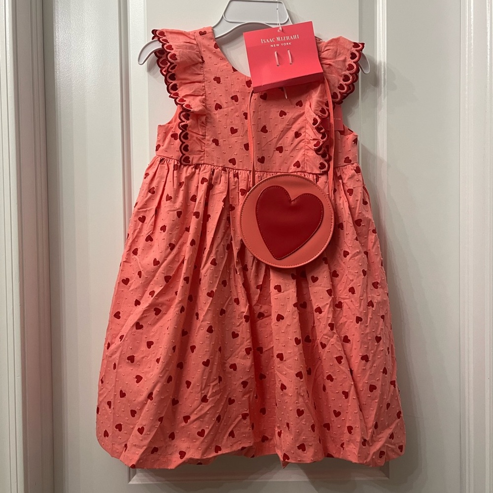 Girls Heart Valentines Dress with Matching Purse 
Size 7